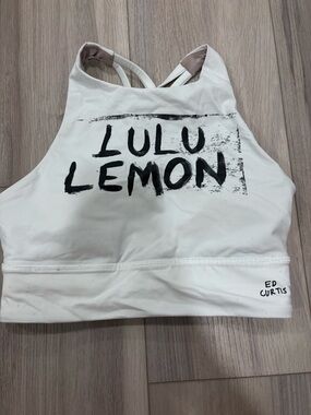 lululemon athletica White Graphic High-Neck Sports Bra